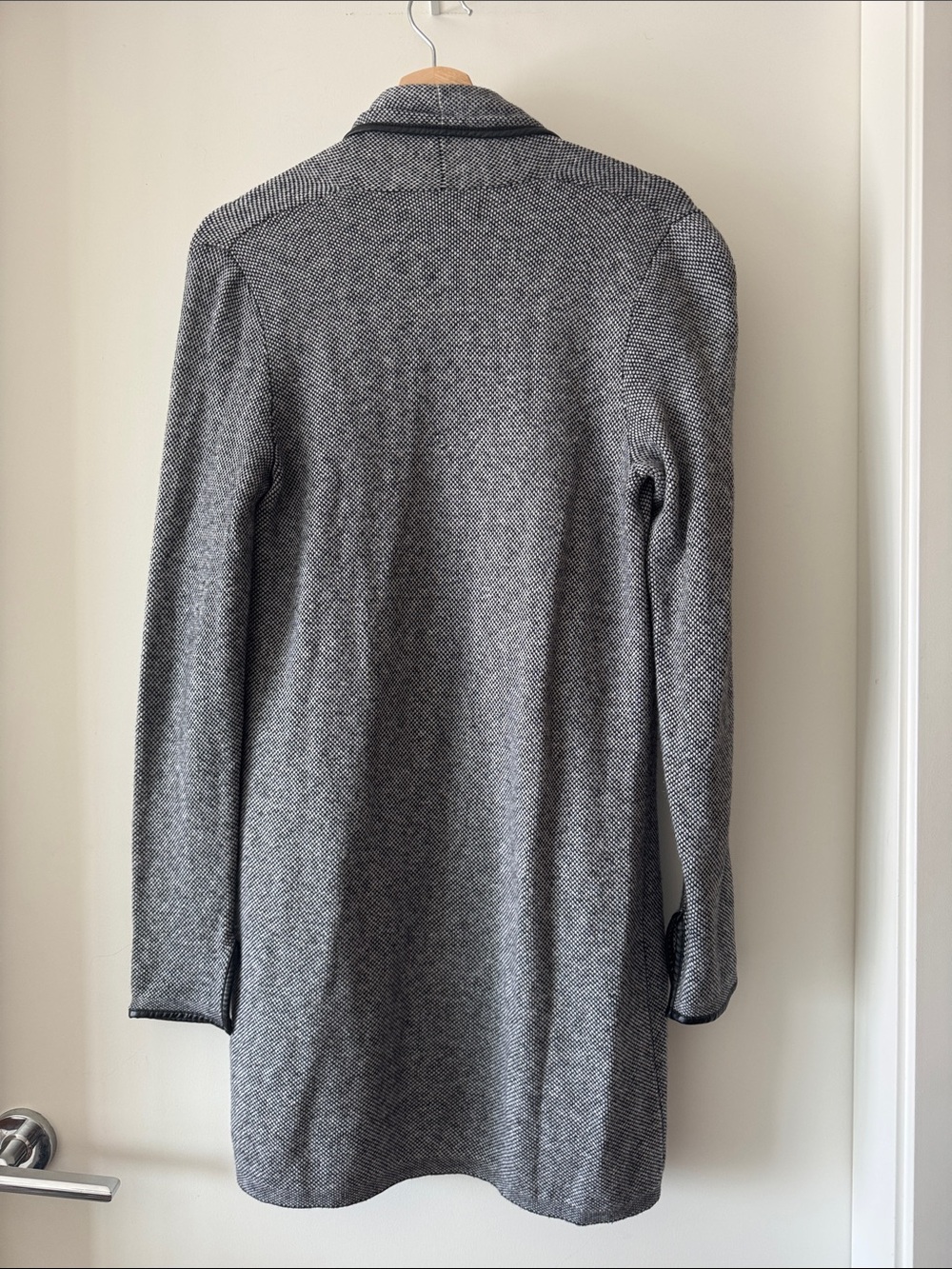 Alfred Sung Black White Marled Open Front Knit Cardigan Size Small - Picture 8 of 9